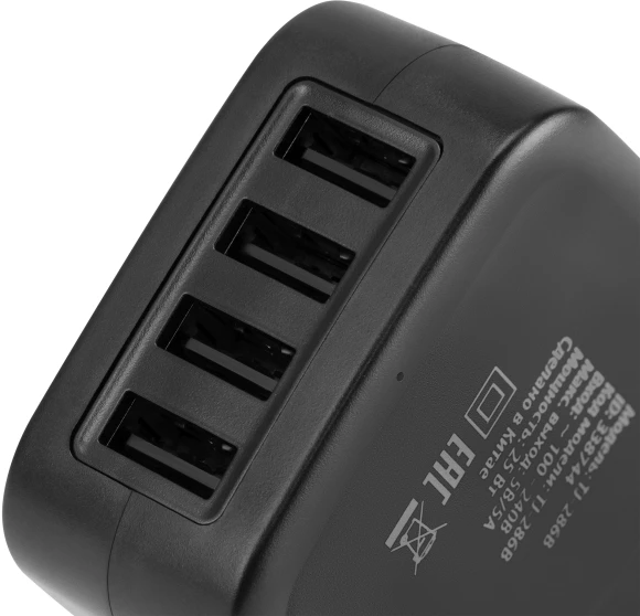 Сетевое зар./устр. Buro TJ-286B Smart 25W 5A 4xUSB универсальное черный (TJ-286B) Сетевое зар./устр. Buro TJ-286B Smart 25W 5A 4xUSB универсальное черный (TJ-286B)