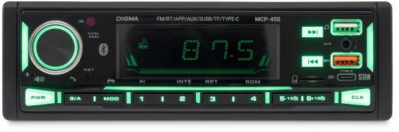 Автомагнитола Digma MCP-450 1DIN 4x45Вт v5.0 USB 2.0 AUX 4 ПДУ Автомагнитола Digma MCP-450 1DIN 4x45Вт v5.0 USB 2.0 AUX 4 ПДУ