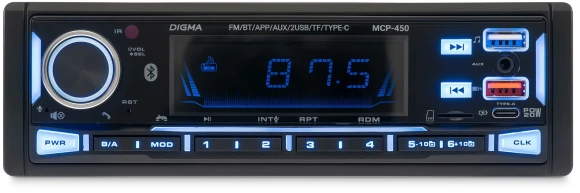 Автомагнитола Digma MCP-450 1DIN 4x45Вт v5.0 USB 2.0 AUX 4 ПДУ Автомагнитола Digma MCP-450 1DIN 4x45Вт v5.0 USB 2.0 AUX 4 ПДУ