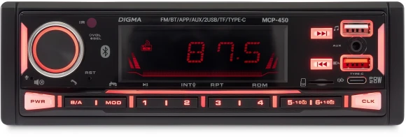 Автомагнитола Digma MCP-450 1DIN 4x45Вт v5.0 USB 2.0 AUX 4 ПДУ Автомагнитола Digma MCP-450 1DIN 4x45Вт v5.0 USB 2.0 AUX 4 ПДУ