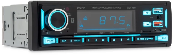 Автомагнитола Digma MCP-450 1DIN 4x45Вт v5.0 USB 2.0 AUX 4 ПДУ Автомагнитола Digma MCP-450 1DIN 4x45Вт v5.0 USB 2.0 AUX 4 ПДУ