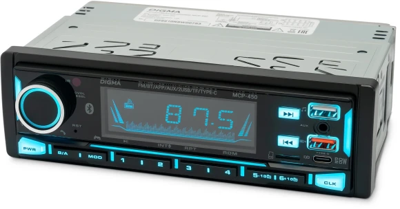 Автомагнитола Digma MCP-450 1DIN 4x45Вт v5.0 USB 2.0 AUX 4 ПДУ Автомагнитола Digma MCP-450 1DIN 4x45Вт v5.0 USB 2.0 AUX 4 ПДУ