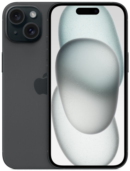 Смартфон Apple A3090 iPhone 15 128Gb черный моноблок 3G 4G 1Sim 6.1" 1179x2556 iOS 17 48Mpix 802.11 a/b/g/n/ac/ax NFC GPS GSM900/1800 Protect
