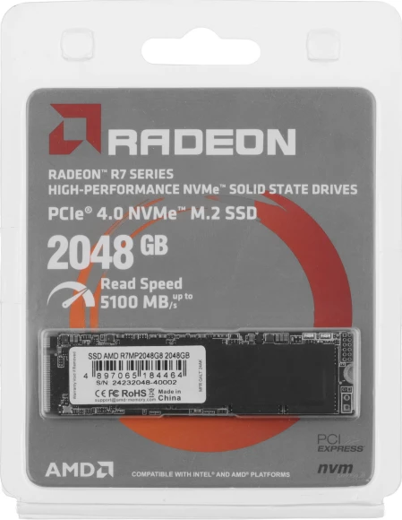Накопитель SSD AMD PCIe 4.0 x4 2TB R7MP2048G8 Radeon M.2 2280