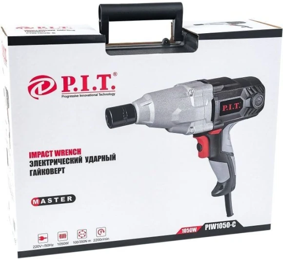 Гайковерт P.I.T. PIW1050-C 1050Вт патрон:квад.1/2" (кейс в комплекте)
