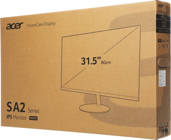 Монитор Acer 31.5" SA322QUEbmipx черный IPS LED 1ms 16:9 HDMI M/M 300cd 178гр/178гр 2560x1440 100Hz FreeSync DP WQ