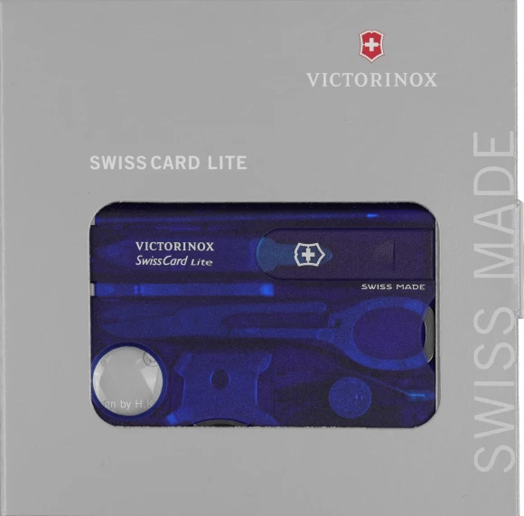 Швейцарская карта Victorinox SwissCard Lite (0.7322.T2) синий полупрозрачный коробка подарочная