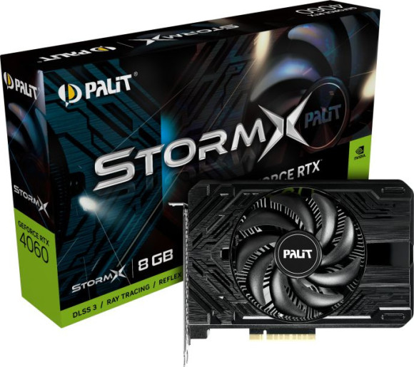 Видеокарта Palit PCI-E 4.0 RTX4060 STORMX NVIDIA GeForce RTX 4060 8Gb 128bit GDDR6 1830/17000 HDMIx1 DPx3 HDCP Ret