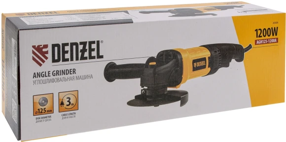 Углошлифовальная машина Denzel AGH125-1200A 1200Вт 11000об/мин рез.шпин.:M14 d=125мм (26909)
