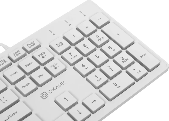 Клавиатура Оклик 550ML белый USB slim Multimedia LED (1061618) кабель 1.5м Клавиатура Оклик 550ML белый USB slim Multimedia LED (1061618) кабель 1.5м