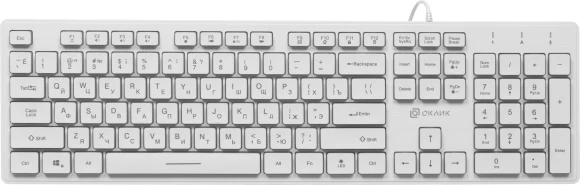 Клавиатура Оклик 550ML белый USB slim Multimedia LED (1061618) кабель 1.5м Клавиатура Оклик 550ML белый USB slim Multimedia LED (1061618) кабель 1.5м