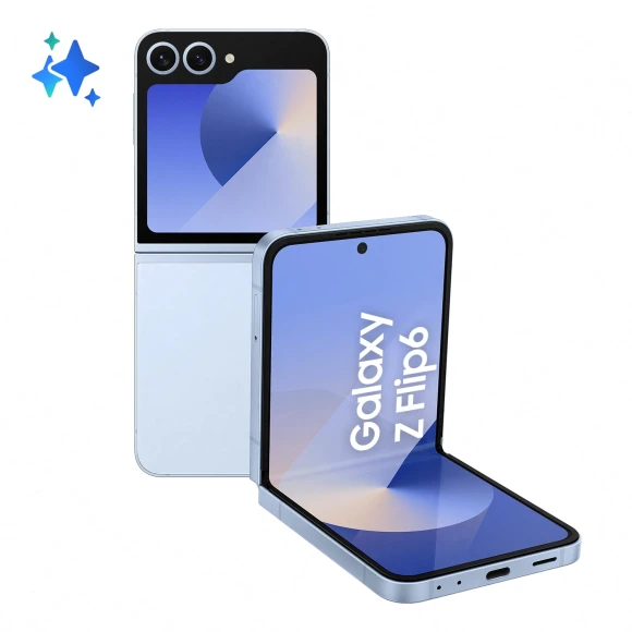 Смартфон Samsung SM-F741B Galaxy Z Flip 6 256Gb 12Gb голубой раскладной 3G 4G 1Sim 6.7" 1080x2640 Android 14 50Mpix 802.11 a/b/g/n/ac/ax NFC GPS GSM900/1800 GSM1900 Protect