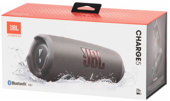Колонка порт. JBL Charge 5 серый 40W 2.0 BT 15м 7500mAh (JBLCHARGE5GRY)
