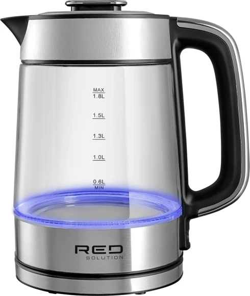Чайник электрический Red Solution G104 1.7л. 2200Вт черный/серебристый корпус: стекло/металл/пластик
