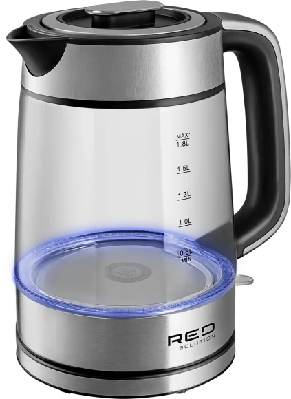 Чайник электрический Red Solution G104 1.7л. 2200Вт черный/серебристый корпус: стекло/металл/пластик