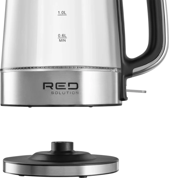 Чайник электрический Red Solution G104 1.7л. 2200Вт черный/серебристый корпус: стекло/металл/пластик