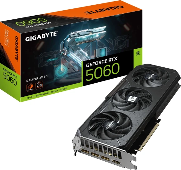 Видеокарта Gigabyte PCI-E 5.0 GV-N5060GAMING OCV2-8GD NVIDIA GeForce RTX 5060 8Gb 128bit GDDR7 2595/28000 HDMIx1 DPx3 HDCP Ret Видеокарта Gigabyte PCI-E 5.0 GV-N5060GAMING OCV2-8GD NVIDIA GeForce RTX 5060 8Gb 128bit GDDR7 2595/28000 HDMIx1 DPx3 HDCP Ret