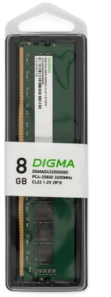 Память DDR4 8Gb 3200MHz Digma DGMAD43200008D RTL PC4-25600 CL22 DIMM 288-pin 1.2В dual rank Ret