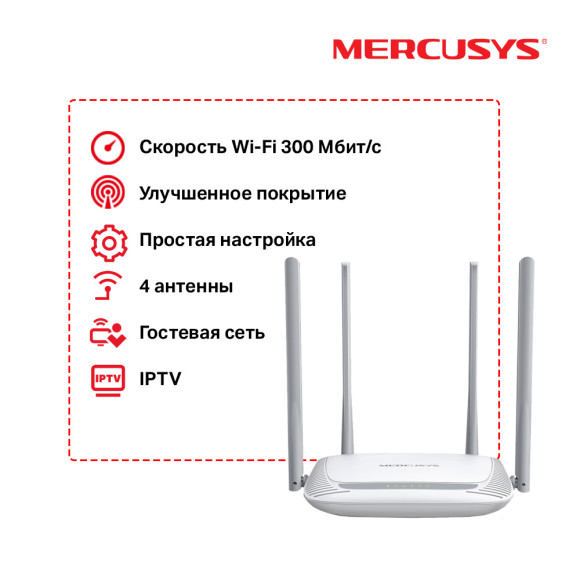 Роутер беспроводной Mercusys MW325R N300 10/100BASE-TX белый Роутер беспроводной Mercusys MW325R N300 10/100BASE-TX белый