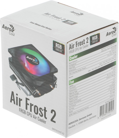 Устройство охлаждения(кулер) Aerocool Air Frost 2 RGB Soc-AM5/AM4/1200/1700/1851 черный/белый 3-pin 26dB Al+Cu 110W 250gr Ret (AIR FROST 2 FRGB 3P) Устройство охлаждения(кулер) Aerocool Air Frost 2 RGB Soc-AM5/AM4/1200/1700/1851 черный/белый 3-pin 26dB Al+Cu 110W 250gr Ret (AIR FROST 2 FRGB 3P)