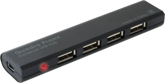 Разветвитель USB 2.0 Defender Quadro Swift 7порт. черный (83203)