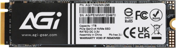 Накопитель SSD AGi PCIe 3.0 x4 1TB AGI1T0GIMAI298-CB AI298 M.2 2280