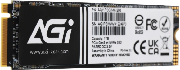 Накопитель SSD AGi PCIe 3.0 x4 1TB AGI1T0GIMAI298-CB AI298 M.2 2280