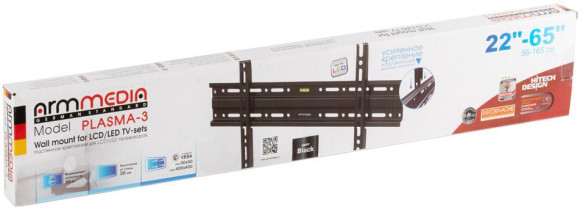 Кронштейн для телевизора Arm Media PLASMA-3 new черный 22"-65" макс.55кг настенный фиксированный