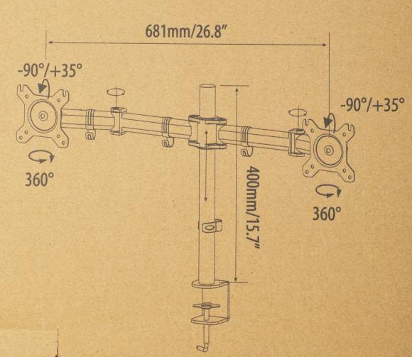 Кронштейн для мониторов Cactus CS-VM-D29-AL серебристый 13"-27" макс.8кг настольный поворот и наклон Кронштейн для мониторов Cactus CS-VM-D29-AL серебристый 13"-27" макс.8кг настольный поворот и наклон
