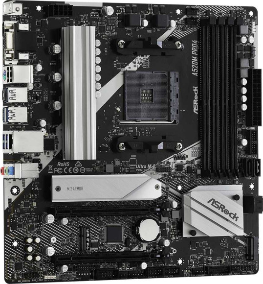 Материнская плата Asrock A520M PRO4 Soc-AM4 AMD A520 4xDDR4 mATX AC`97 8ch(7.1) GbLAN RAID+VGA+HDMI+DP Материнская плата Asrock A520M PRO4 Soc-AM4 AMD A520 4xDDR4 mATX AC`97 8ch(7.1) GbLAN RAID+VGA+HDMI+DP