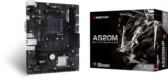 Материнская плата Biostar A520MHP Soc-AM4 AMD A520 2xDDR4 mATX AC`97 8ch(7.1) GbLAN RAID+VGA+HDMI Материнская плата Biostar A520MHP Soc-AM4 AMD A520 2xDDR4 mATX AC`97 8ch(7.1) GbLAN RAID+VGA+HDMI