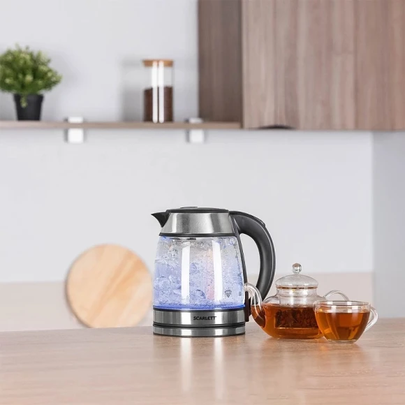 Чайник электрический Scarlett SC-EK27G54 1.7л. 1800Вт серебристый/черный корпус: нерж.сталь/стекло Чайник электрический Scarlett SC-EK27G54 1.7л. 1800Вт серебристый/черный корпус: нерж.сталь/стекло