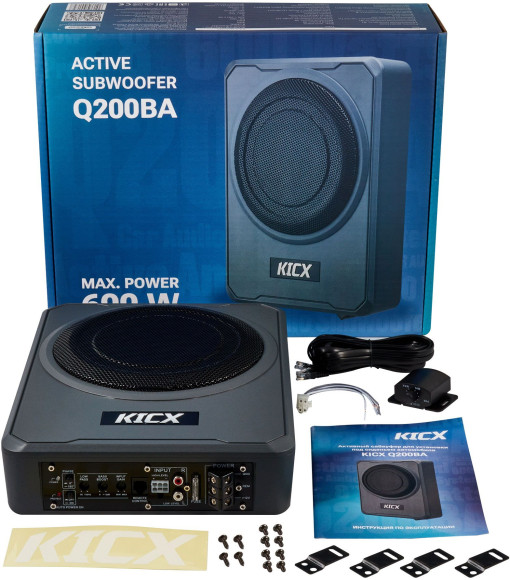 Сабвуфер автомобильный Kicx Q200BA 300Вт активный (20см/8") Сабвуфер автомобильный Kicx Q200BA 300Вт активный (20см/8")