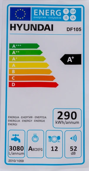 Посудомоечная машина Hyundai DF105 белый (полноразмерная)