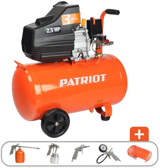 Компрессор поршневой Patriot EURO 50-260K масляный 260л/мин 50л 1800Вт оранжевый