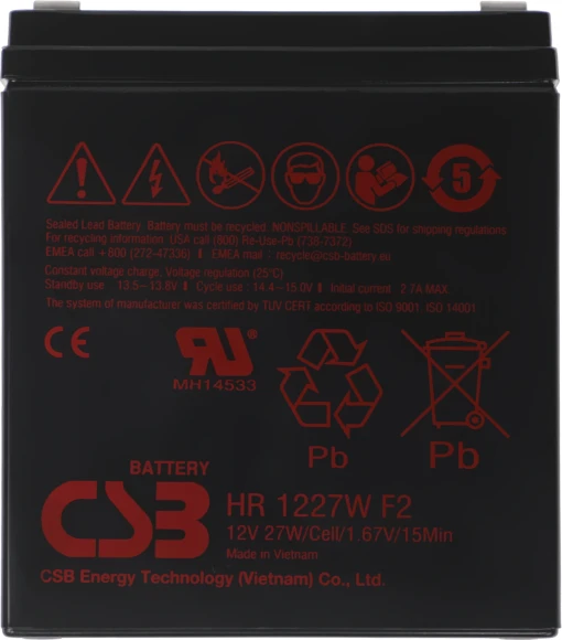 Батарея для ИБП CSB HR1227W F2 12В 7.5Ач