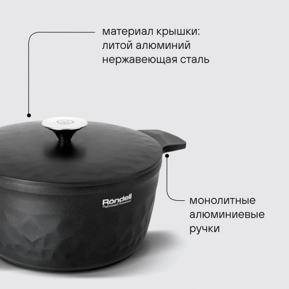 Кастрюля Rondell ArtDeco RDA-1254 4.8л. d=24см (с крышкой) черный