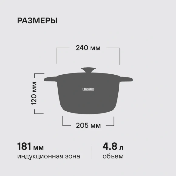Кастрюля Rondell ArtDeco RDA-1254 4.8л. d=24см (с крышкой) черный