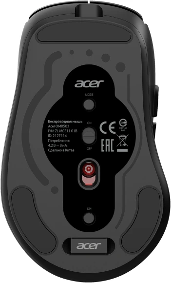 Мышь Acer OMR502 черный оптическая 1600dpi беспров. USB 4but (ZL.MCE11.01A)