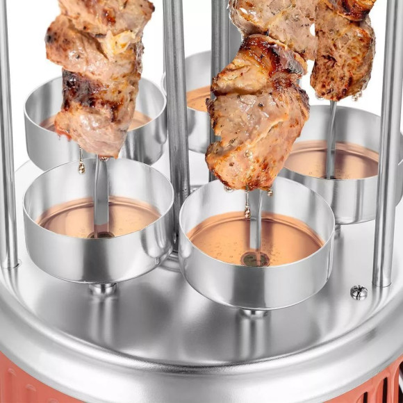 Шашлычница электрическая Kitfort КТ-1407 900Вт нержавеющая сталь/оранжевый