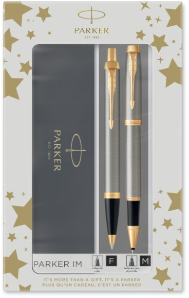 Набор ручек Parker IM Core TK223 (2093217) Brushed Metal GT подар.кор. ручка роллер, ручка шариковая сменный стержень 1стерж. кругл.
