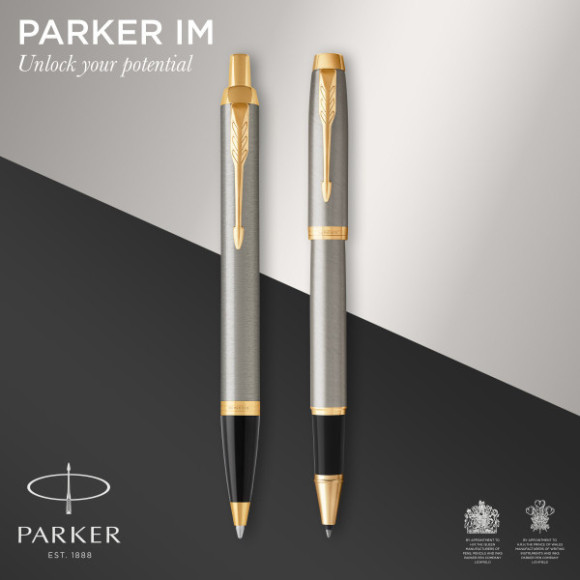 Набор ручек Parker IM Core TK223 (2093217) Brushed Metal GT подар.кор. ручка роллер, ручка шариковая сменный стержень 1стерж. кругл.