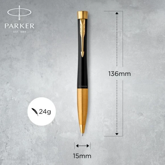 Ручка шариков. Parker Urban Core K314 (2143640) Muted Black GT M син. черн. подар.кор.