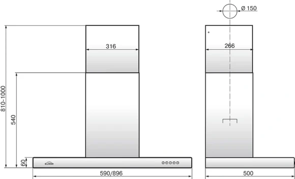 Вытяжка каминная Elikor Опал 60Н-650-Э3Д нержавеющая сталь управление: кнопочное (1 мотор)