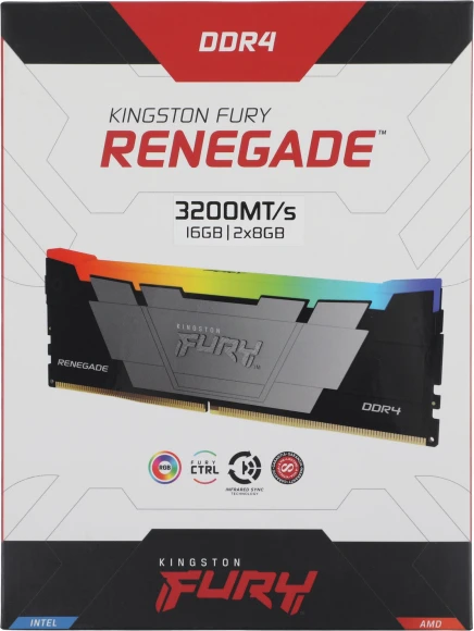 Память DDR4 2x8GB 3200MHz Kingston KF432C16RB2AK2/16 Fury Renegade RGB RTL Gaming PC4-25600 CL16 DIMM 288-pin 1.35В kit dual rank с радиатором Ret Память DDR4 2x8GB 3200MHz Kingston KF432C16RB2AK2/16 Fury Renegade RGB RTL Gaming PC4-25600 CL16 DIMM 288-pin 1.35В kit dual rank с радиатором Ret