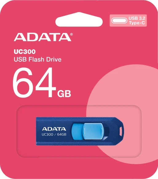 Флеш Диск A-Data 64GB Type-C UC300 ACHO-UC300-64G-RNB/BU USB3.2 синий/голубой Флеш Диск A-Data 64GB Type-C UC300 ACHO-UC300-64G-RNB/BU USB3.2 синий/голубой