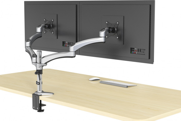 Кронштейн для мониторов Cactus CS-VM-FE124D-AL серебристый 15"-27" макс.8кг настольный поворот и наклон Кронштейн для мониторов Cactus CS-VM-FE124D-AL серебристый 15"-27" макс.8кг настольный поворот и наклон