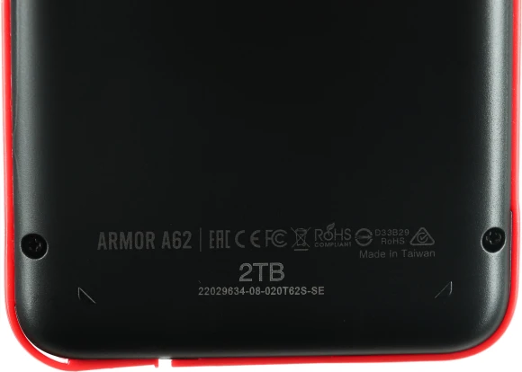 Жесткий диск Silicon Power USB3.1 2TB SP020TBPHD62SS3K A62S Armor 2.5" черный/красный