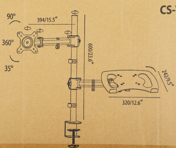Кронштейн для монитора/ноутбука Cactus CS-VM-LH07-AL серебряный 13"-27" макс.8кг настольный поворот и наклон Кронштейн для монитора/ноутбука Cactus CS-VM-LH07-AL серебряный 13"-27" макс.8кг настольный поворот и наклон
