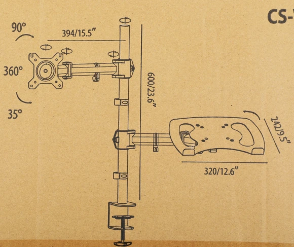 Кронштейн для монитора/ноутбука Cactus CS-VM-LH07-AL серебряный 13"-27" макс.8кг настольный поворот и наклон